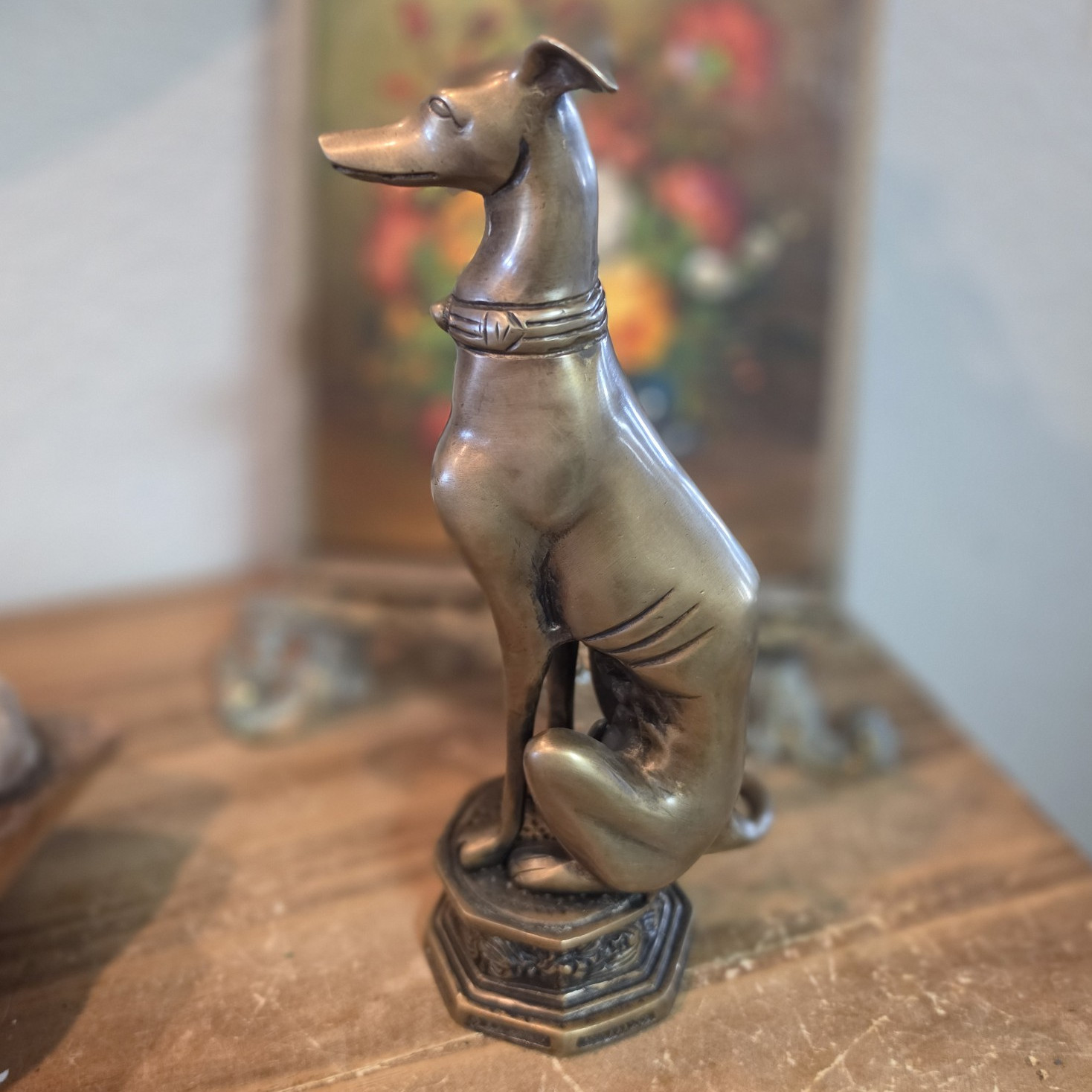 Vtg Art Deco Greyhound Whippet Greyhound Solid Brass Dog Figure Statue 10 1/2" Vtg Art Deco Greyhound Whippet Greyhound Solid Brass Dog Figure Statue 10 1/2"