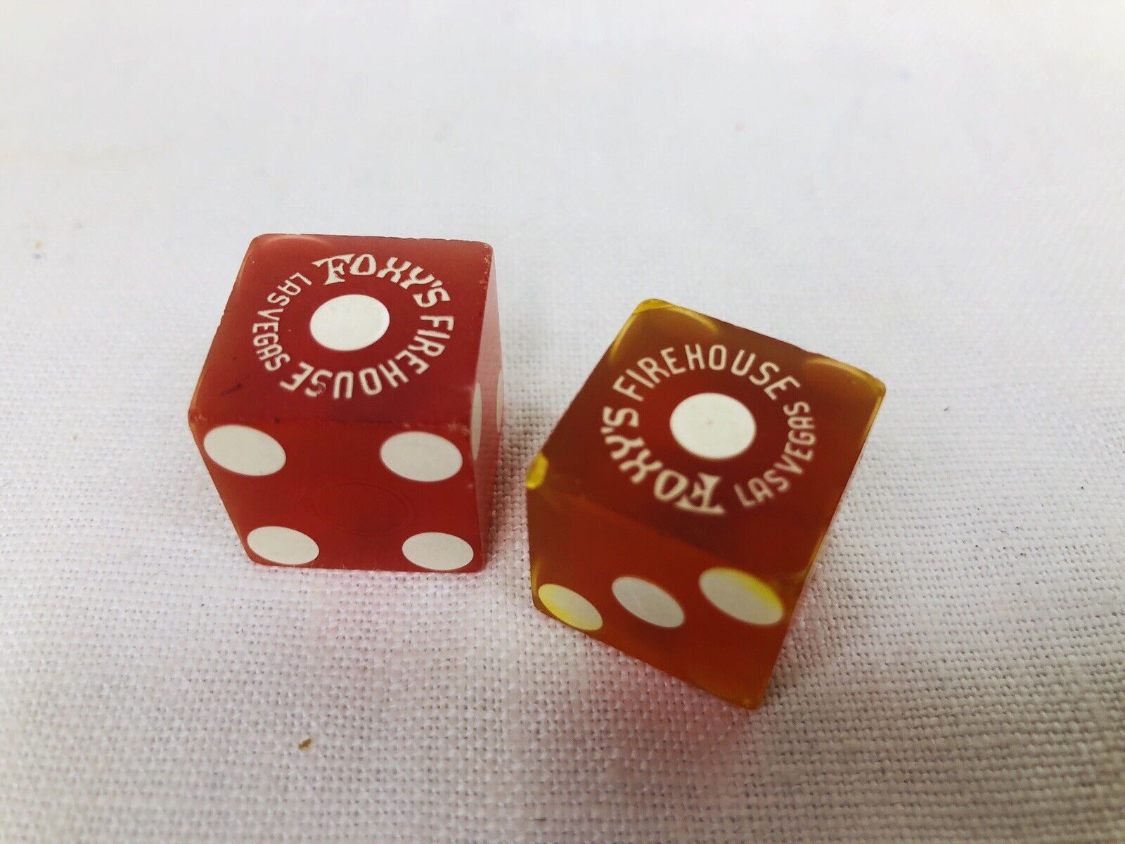 Vintage Dice Oversized Red Foxy's Firehouse Las Vegas Casino Dice 3/4 In Square