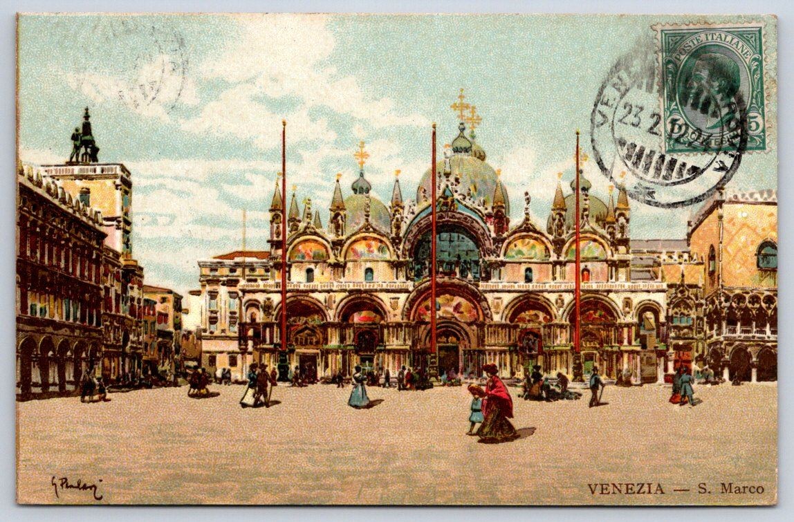Venezia Antique Italy Postcard VENICE Venezia Basilica St. Marks 1912 Venezia Antique Italy Postcard VENICE Venezia Basilica St. Marks 1912