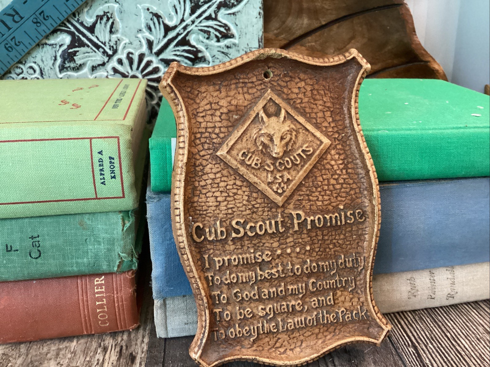 Vintage 1960s CUB SCOUTS BSA Promise Wall PLAQUE Scouting Boy Scout Camp Gallery