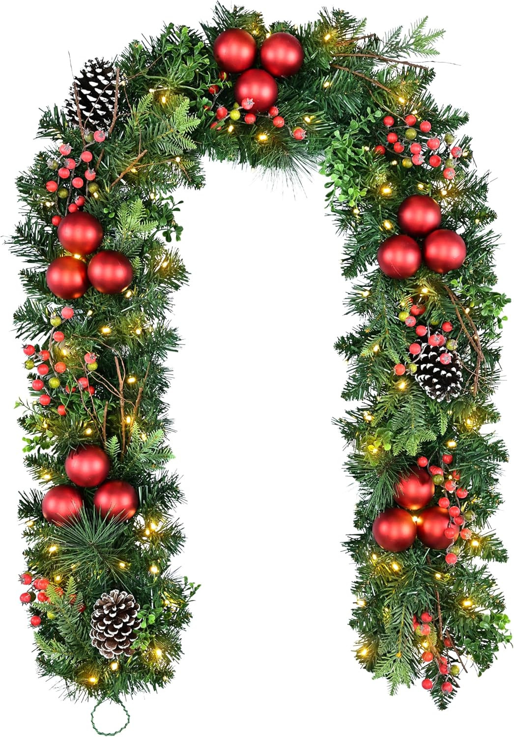 6Ft Pre-Lit Christmas Garland with Decorated 6Ft Pre-Lit Christmas Garland with Decorated