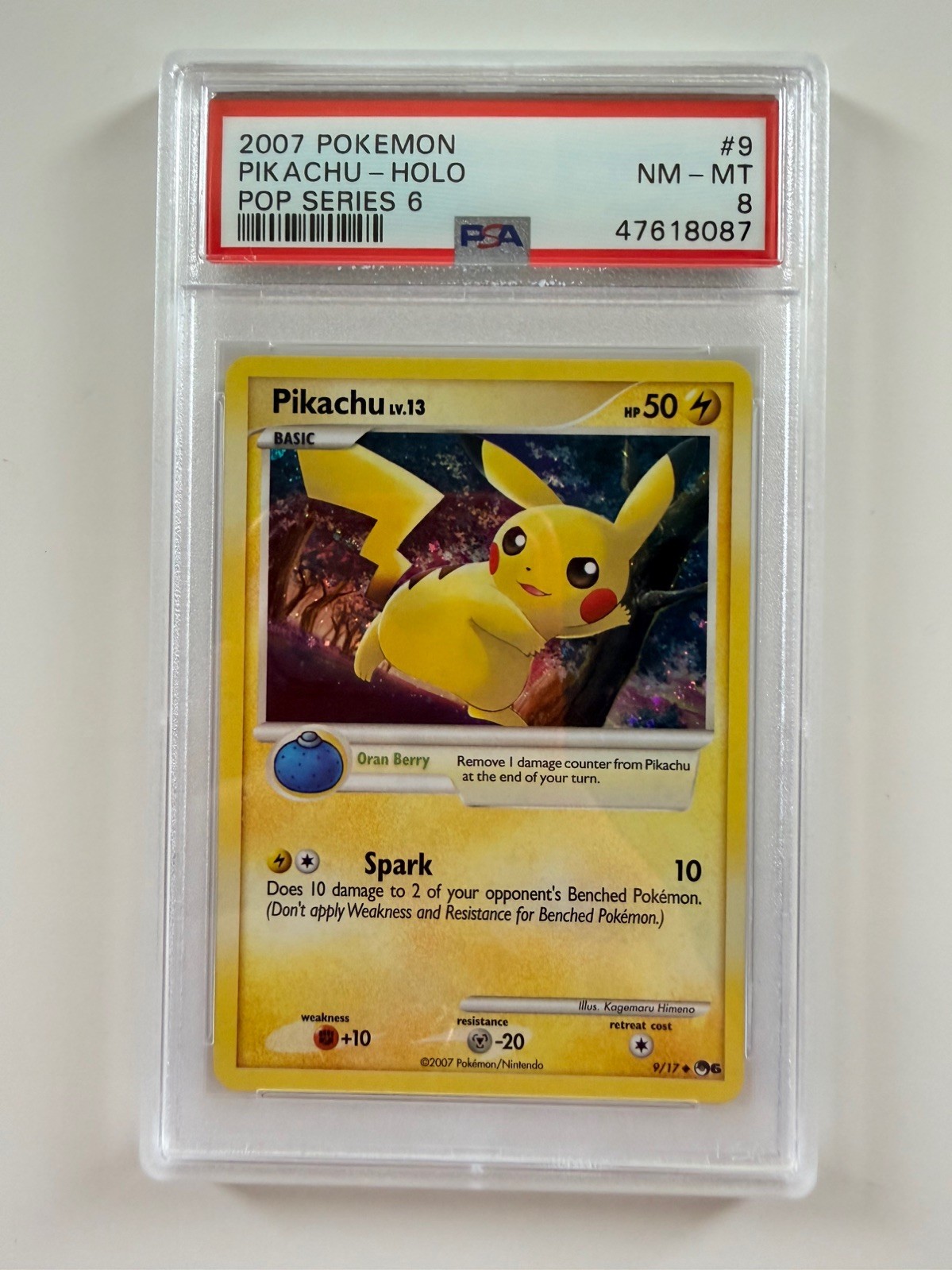 Pokemon Card Pikachu 9/17 Pop Series 6 Holo PSA 8 NM-MT Pokemon Card Pikachu 9/17 Pop Series 6 Holo PSA 8 NM-MT
