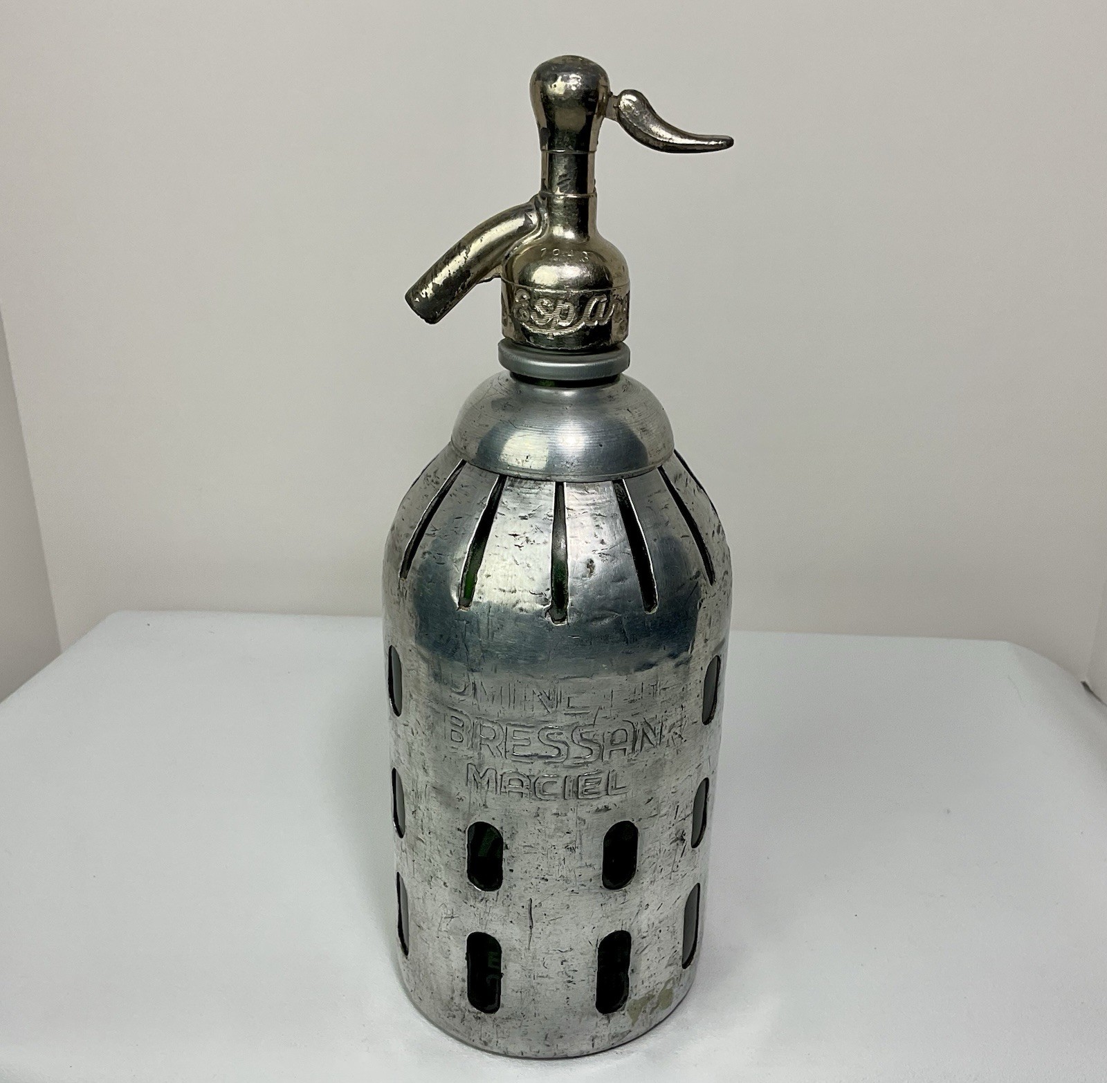 Vintage Ominetti Bressan Maciel Argentina Seltzer Bottle Glass Metal Art Deco Vintage Ominetti Bressan Maciel Argentina Seltzer Bottle Glass Metal Art Deco