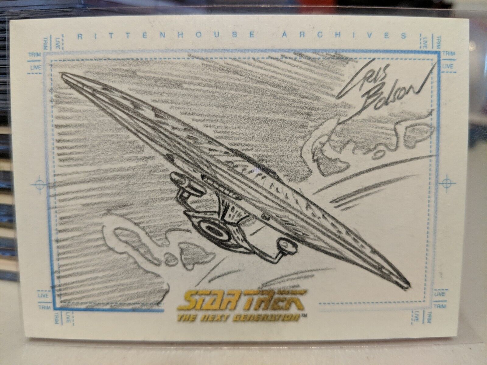 Quotable Star Trek TNG U.S.S. Enterprise-D Sketch Card by Cris Bolson NM 2005 