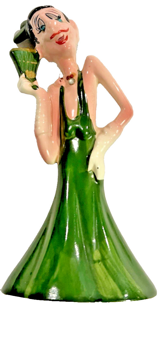 Vintage Kreiss Psycho-Ceramics Elegant Heir Lady Figurine MCM Japan 8" Green Vintage Kreiss Psycho-Ceramics Elegant Heir Lady Figurine MCM Japan 8" Green