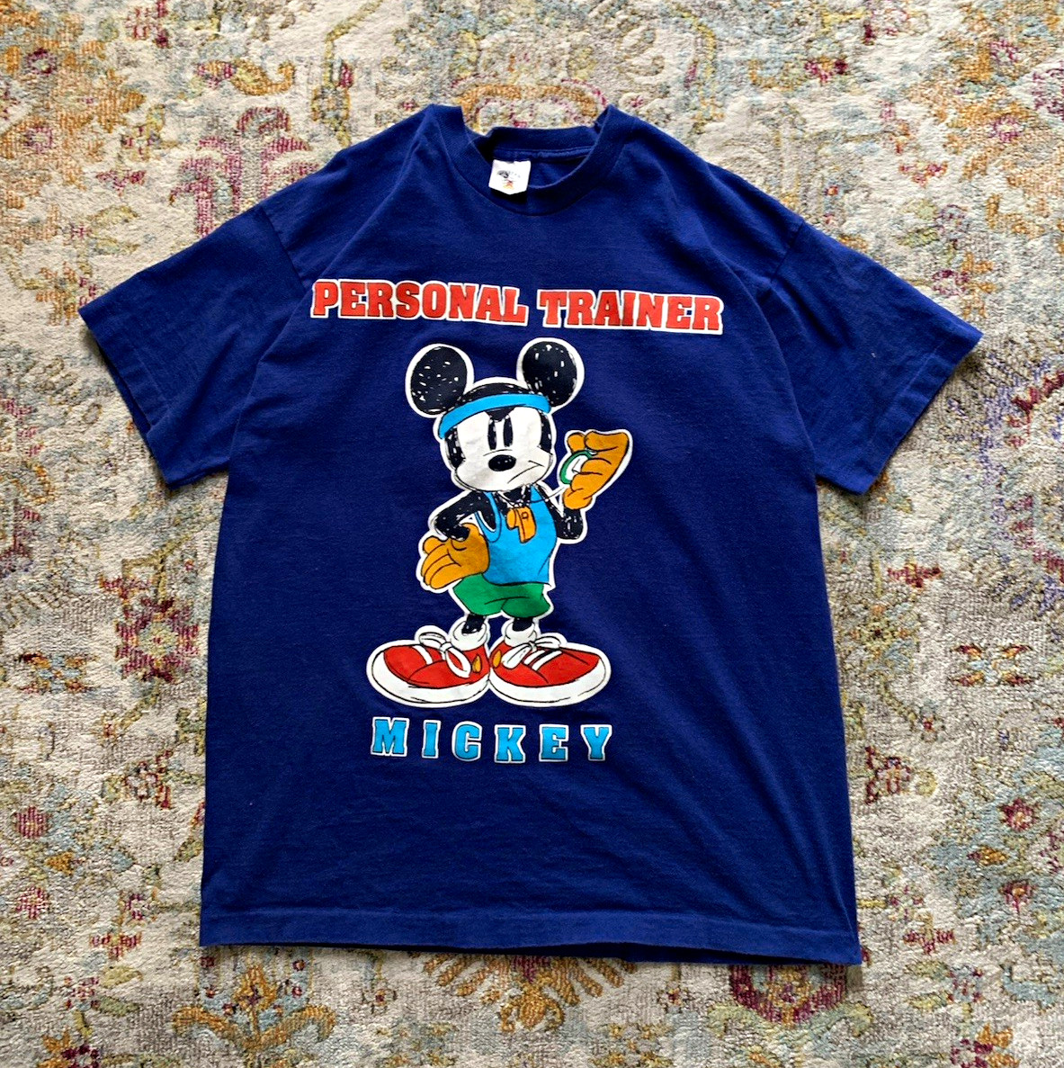 Vintage 90s Disney Mickey Mouse Graphic Blue T-Shirt, One Size fits like XL-L Vintage 90s Disney Mickey Mouse Graphic Blue T-Shirt, One Size fits like XL-L