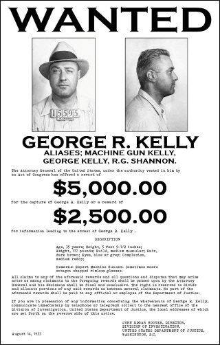 Machine Gun Kelly FBI Wanted Poster #1 - 1933