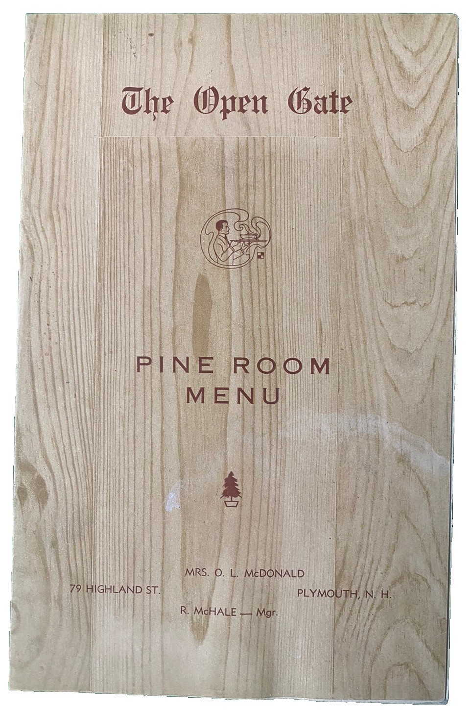 Vintage 1950s The Open Gate Pine Room Restaurant Menu Plymouth New Hampshire NH