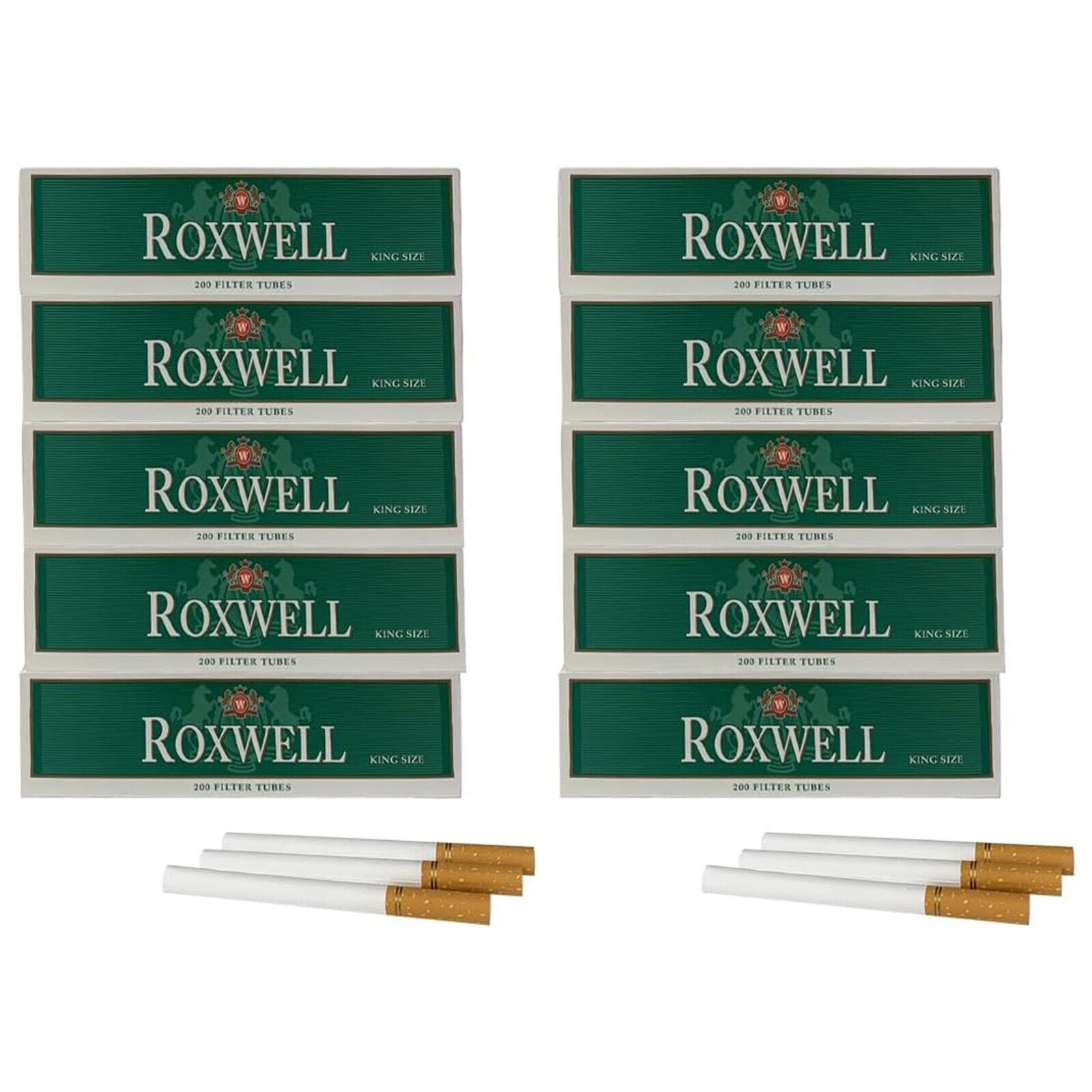Roxwell Cigarette Tubes Menthol Green King Size Pre Rolled 200/Pack - 2000 Tubes