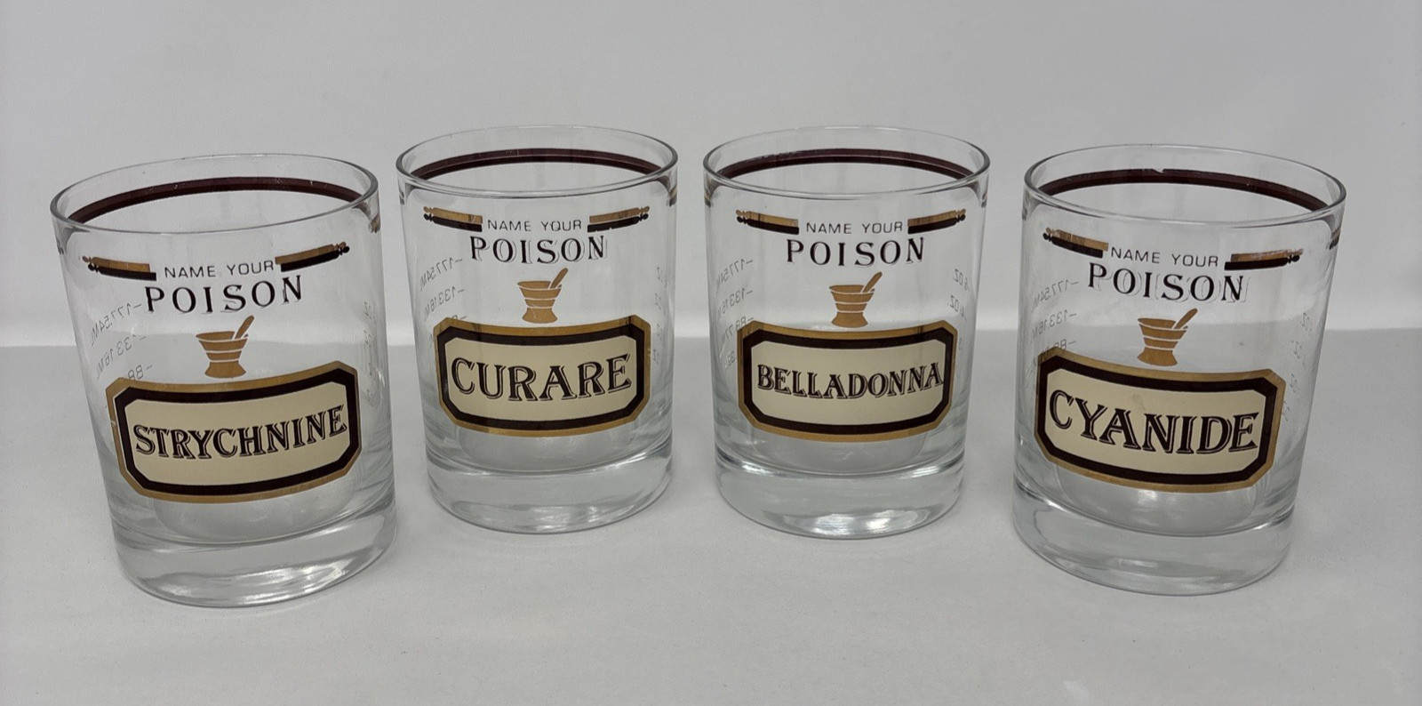 Set Of 4 Cera Name Your Poison Low Ball Old Fashion Glasses Set Of 4 Cera Name Your Poison Low Ball Old Fashion Glasses