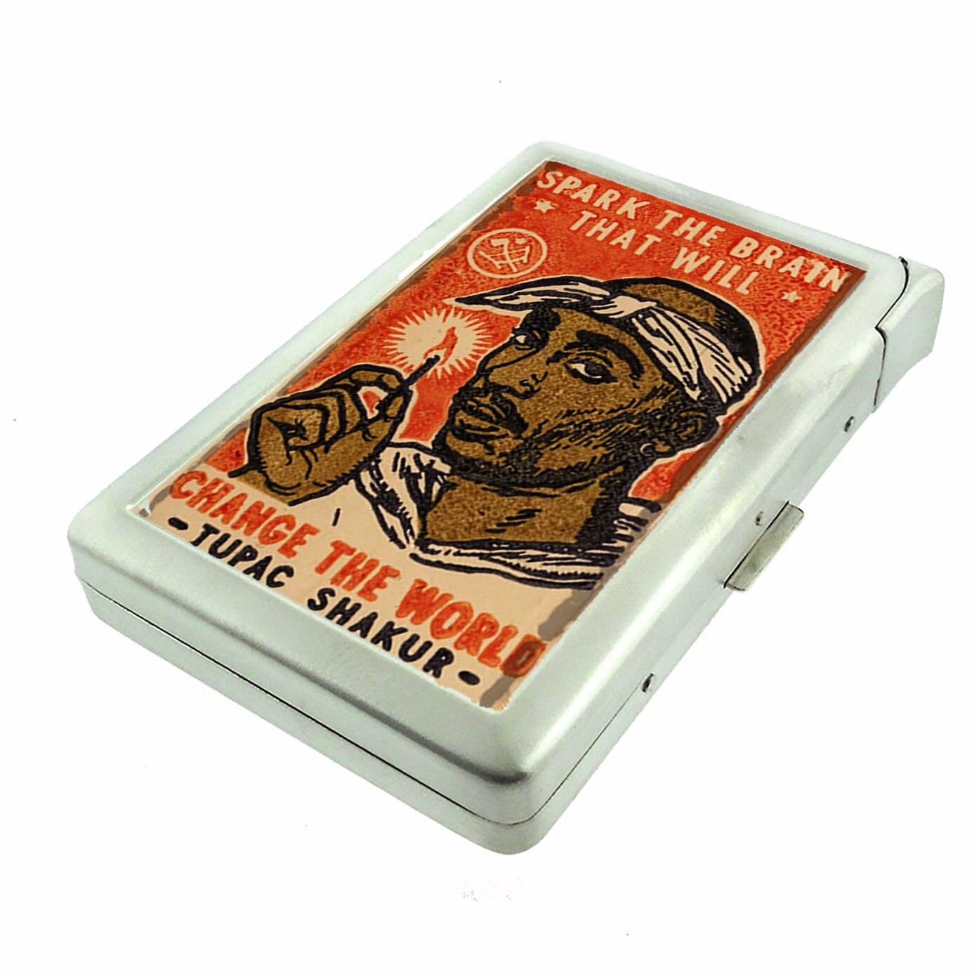 Rapper Change the World Cigarette Case w/Built in Lighter Metal Wallet Rapper Change the World Cigarette Case w/Built in Lighter Metal Wallet