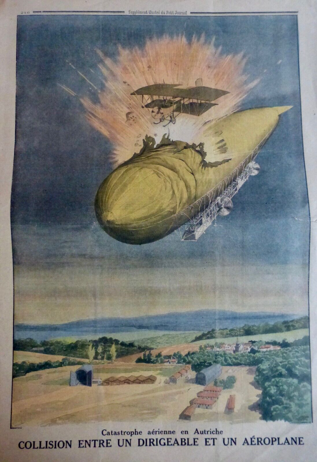 1914 1918 Airship Zeppelin Guerre Combat Mat 23 Newspapers Antique