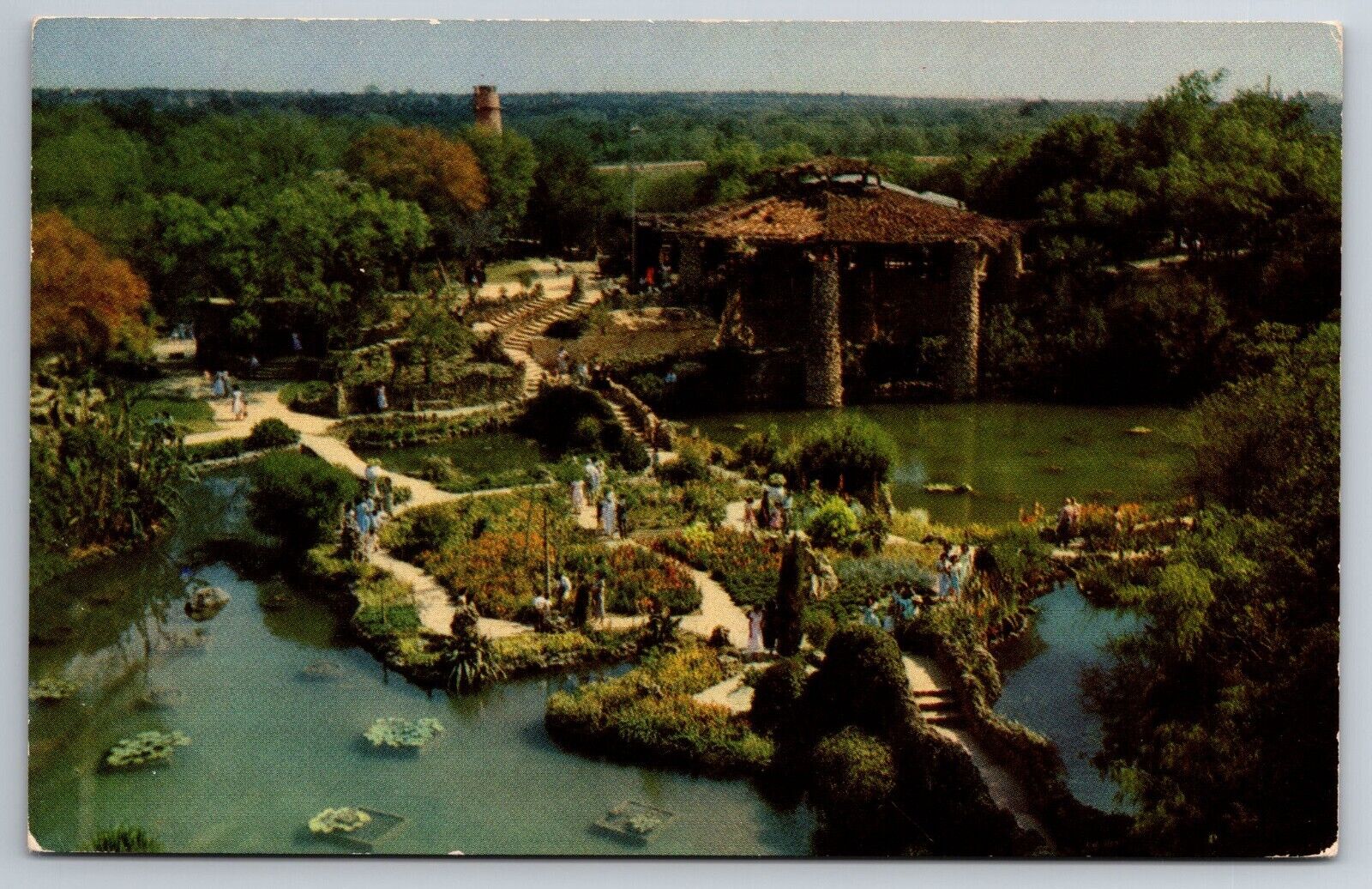 Vintage Postcard TX San Antonio\'s Sunken Garden Aerial View Chrome