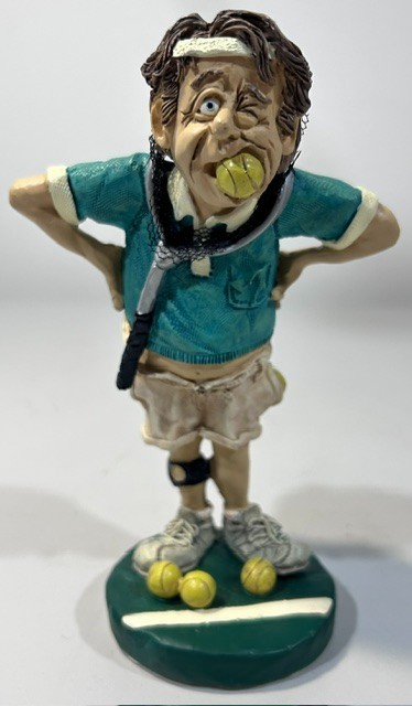 Doug Harris Causing A Racket Tennis Player Figurine 6.5" humorous tennis player Doug Harris Causing A Racket Tennis Player Figurine 6.5" humorous tennis player
