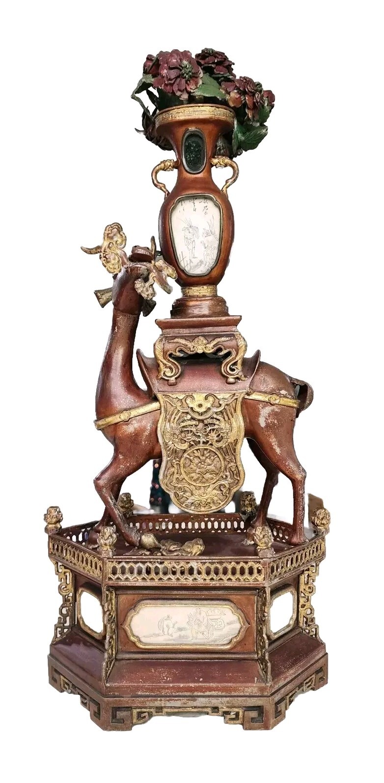 "ANTIQUE/VINTAGE", RARE Chinese Painted Metal Garniture Early 20thC ART "ANTIQUE/VINTAGE", RARE Chinese Painted Metal Garniture Early 20thC ART