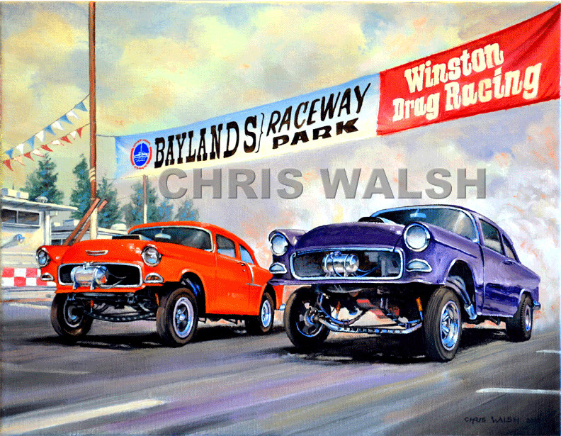 Drag Racing action prints...55 Chev Gassers pair off at Fremont, CA Drag Racing action prints...55 Chev Gassers pair off at Fremont, CA
