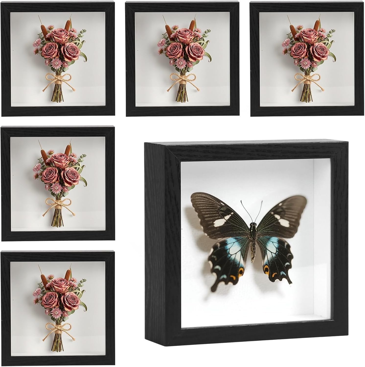 6 Pcs Shadow Box Frame - 5x5 Square Display Case for 5"x5", 6 Pcs/Black 6 Pcs Shadow Box Frame - 5x5 Square Display Case for 5"x5", 6 Pcs/Black