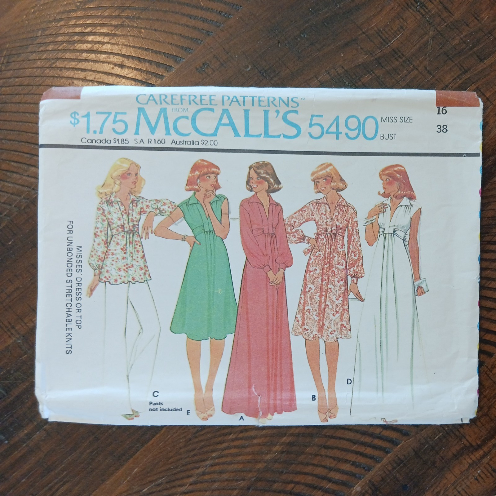 UNCUT VTG 5490 McCall's Size 16 38" Bust Miss Dress Blouse Pattern 1977 UNCUT VTG 5490 McCall's Size 16 38" Bust Miss Dress Blouse Pattern 1977