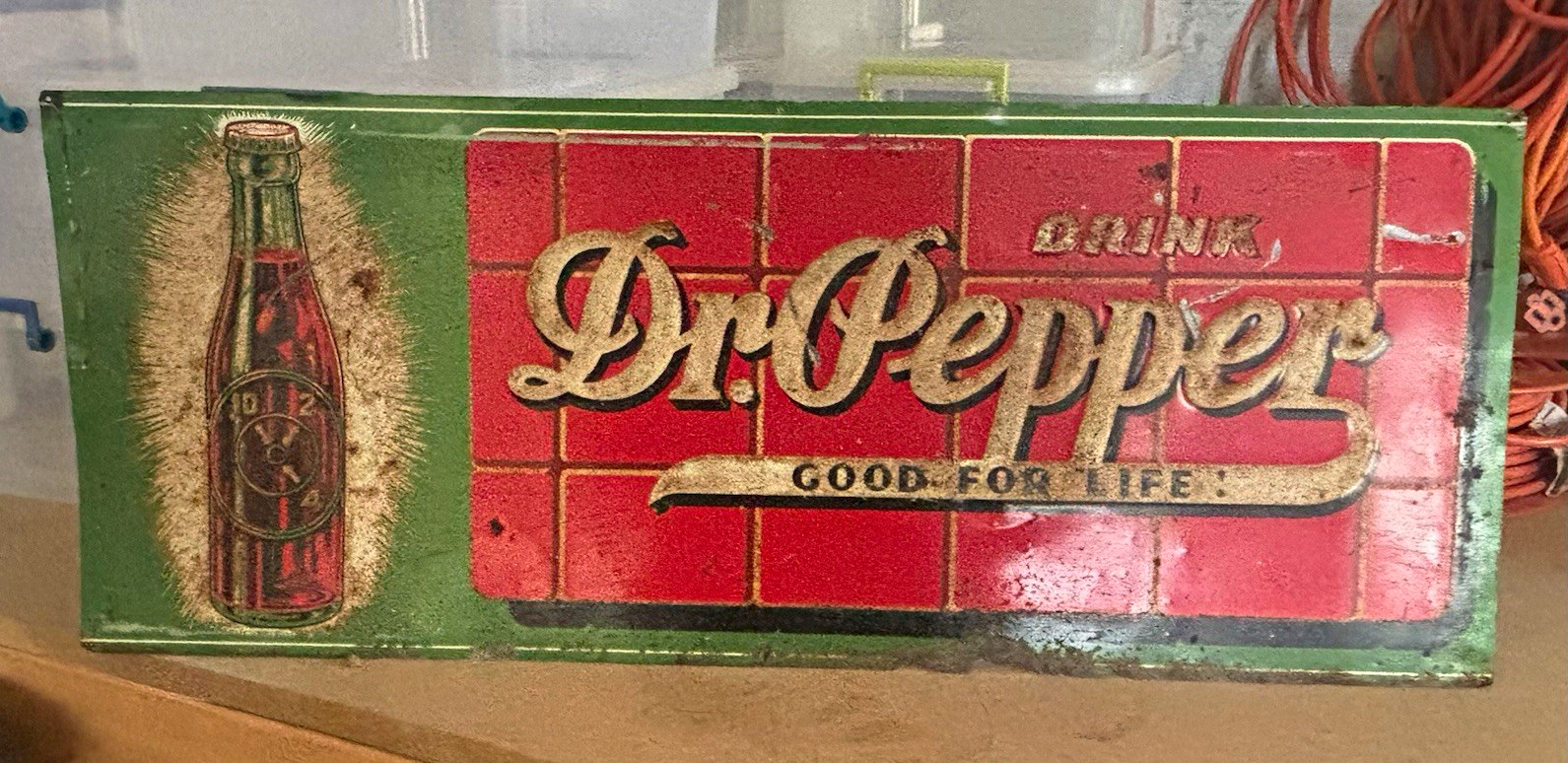 Dr Pepper Drink Dr Pepper Good for Life Metal Advertising Sign Soda Red/Green