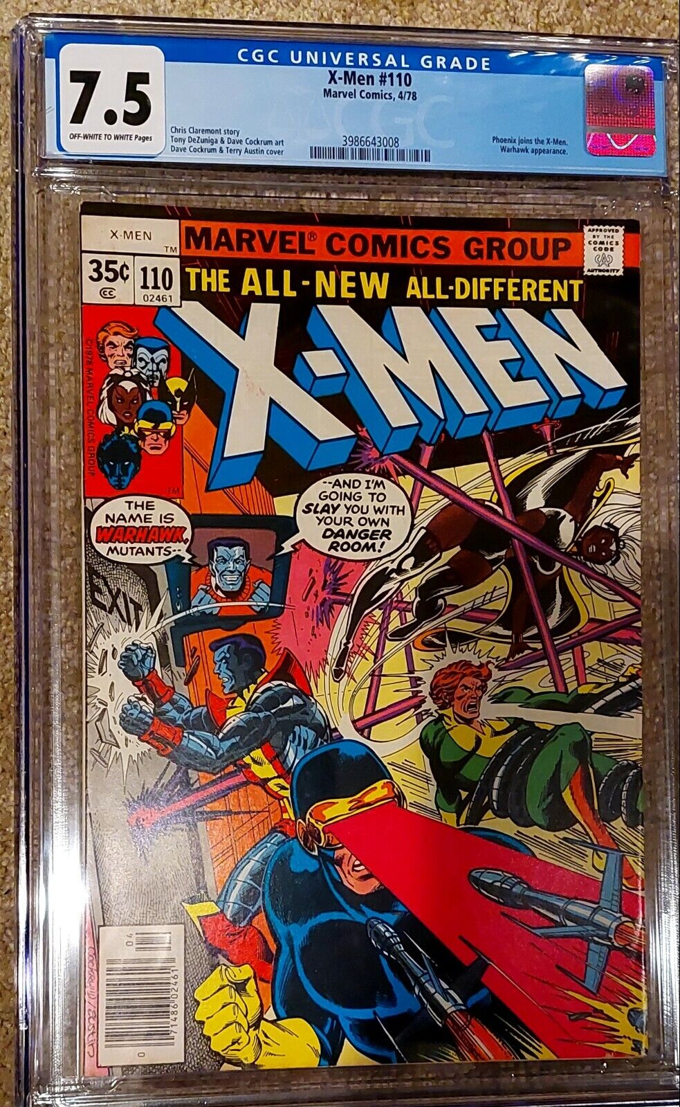 Xmen 110 CGC 7.5 Very Fine Minus Phoenix joins Off White to White Pages Lovely