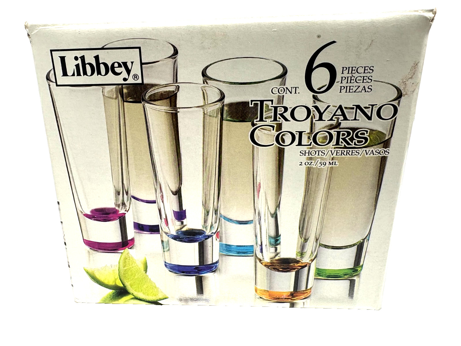 Set of 6 Libbey Colors Crisa Shot Glasses with Box Multi Color Bases 2 Oz Set of 6 Libbey Colors Crisa Shot Glasses with Box Multi Color Bases 2 Oz