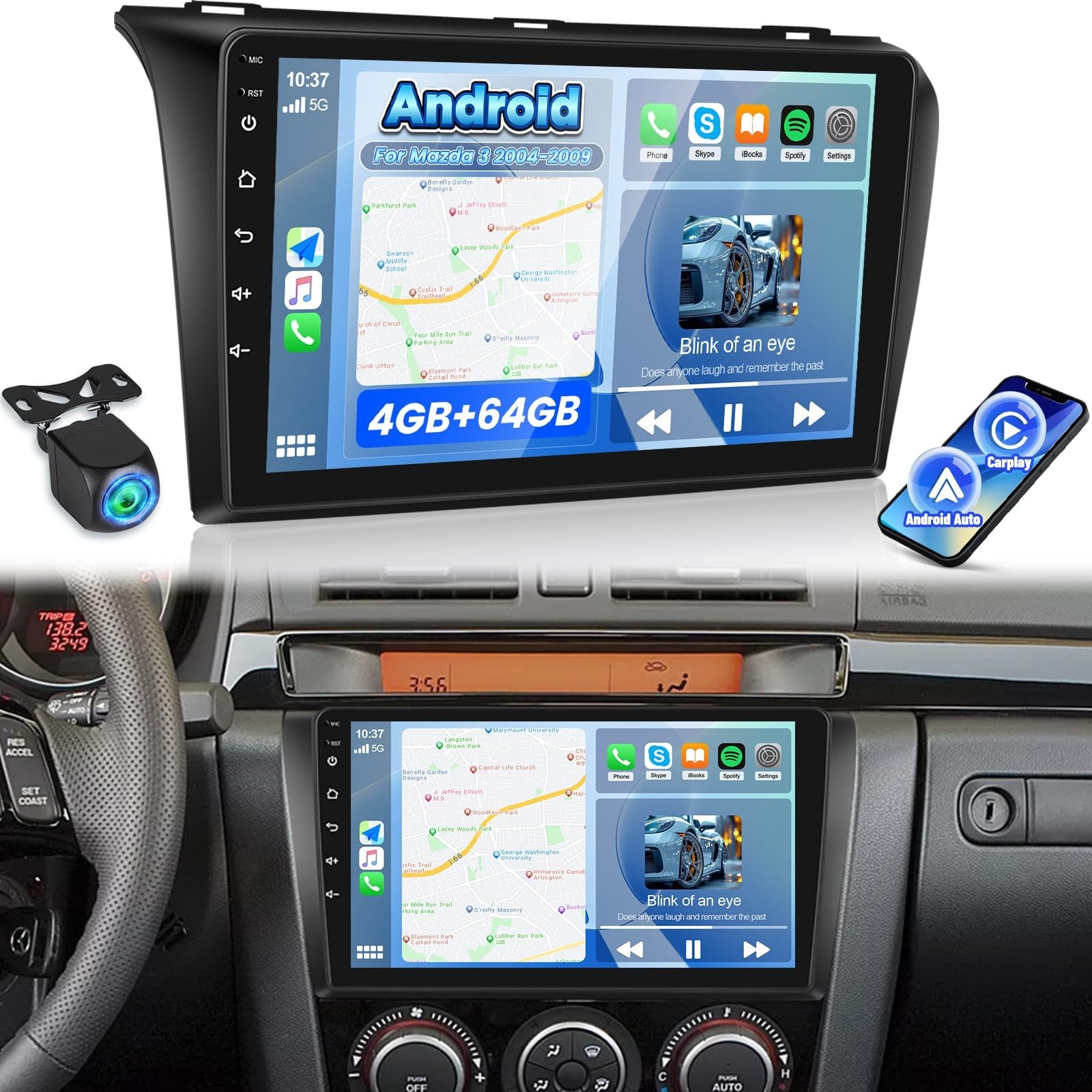 4G+64G Volxcereo Car Radio for Mazda 3 2004 2005 2006 2007 2008 2009, 9 inch ... 4G+64G Volxcereo Car Radio for Mazda 3 2004 2005 2006 2007 2008 2009, 9 inch ...