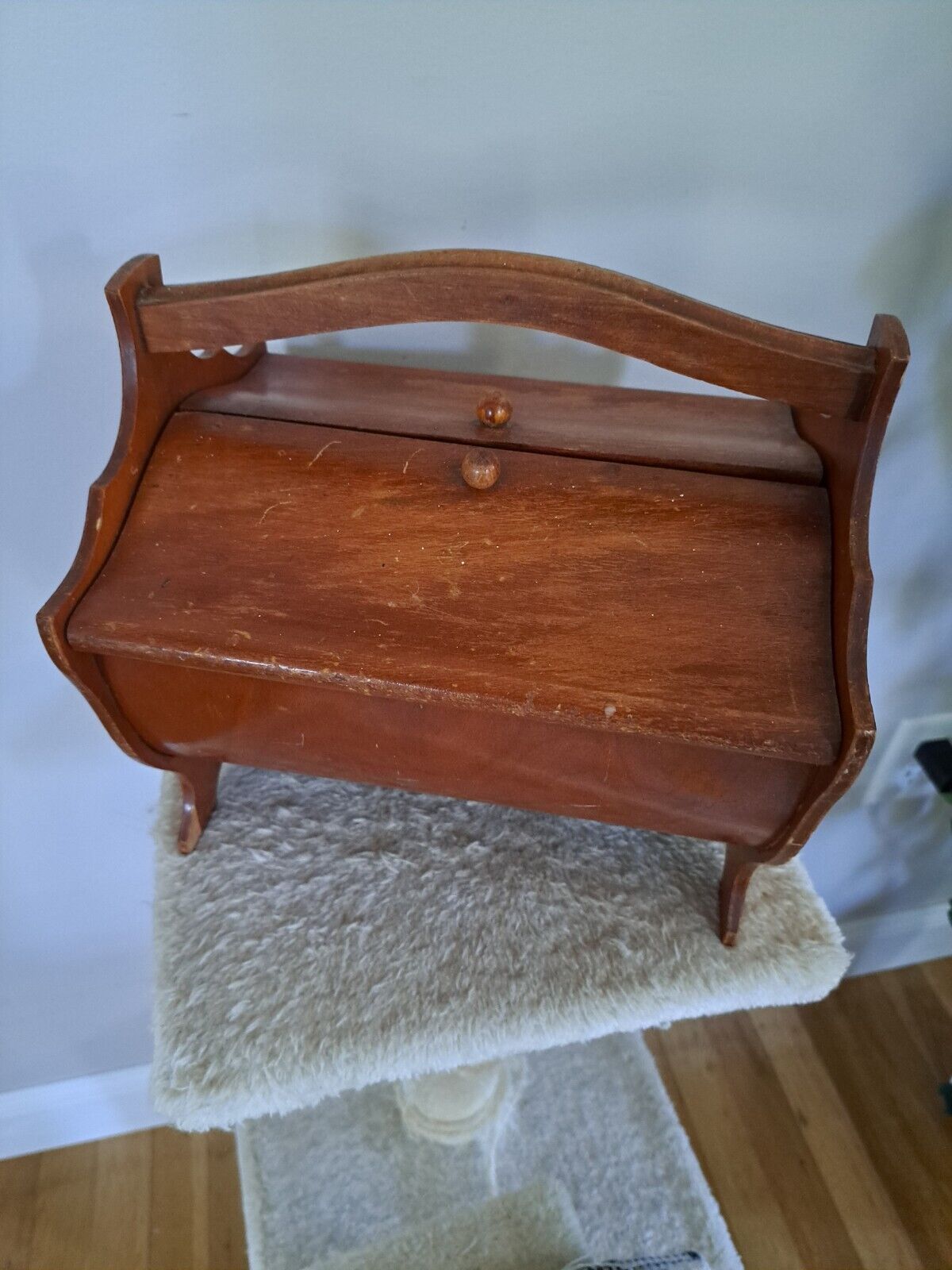 Wooden Sewing Caddy Vtg 1950\'s Hand Made, Normal Wear And Tear For It\'s Age