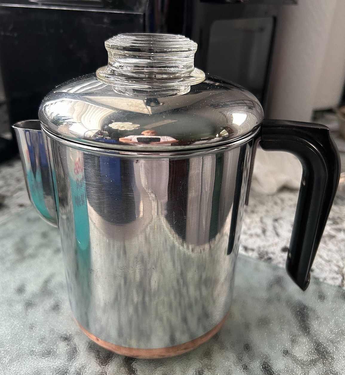Vtg Pre 1968 Revere Ware 1801 Percolator Coffee Pot 4-6 Cup Copper Clad Bottom