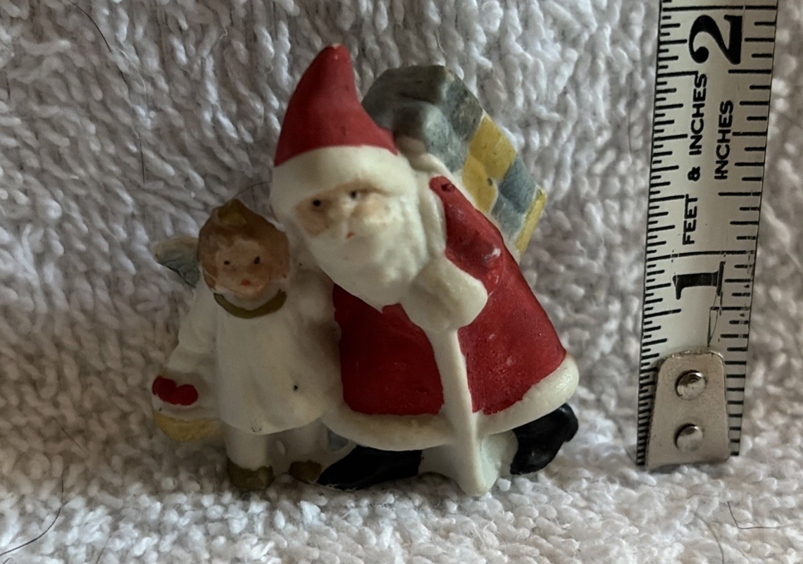 Antique German Hertwig Bisque Santa Claus w/ Little Girl Angel Figurine Antique German Hertwig Bisque Santa Claus w/ Little Girl Angel Figurine