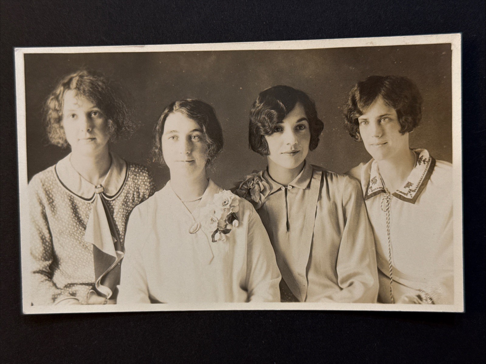 1920s Vintage RPPC Group Portrait Four Women Unused Studio Photo Postcard 1920s Vintage RPPC Group Portrait Four Women Unused Studio Photo Postcard