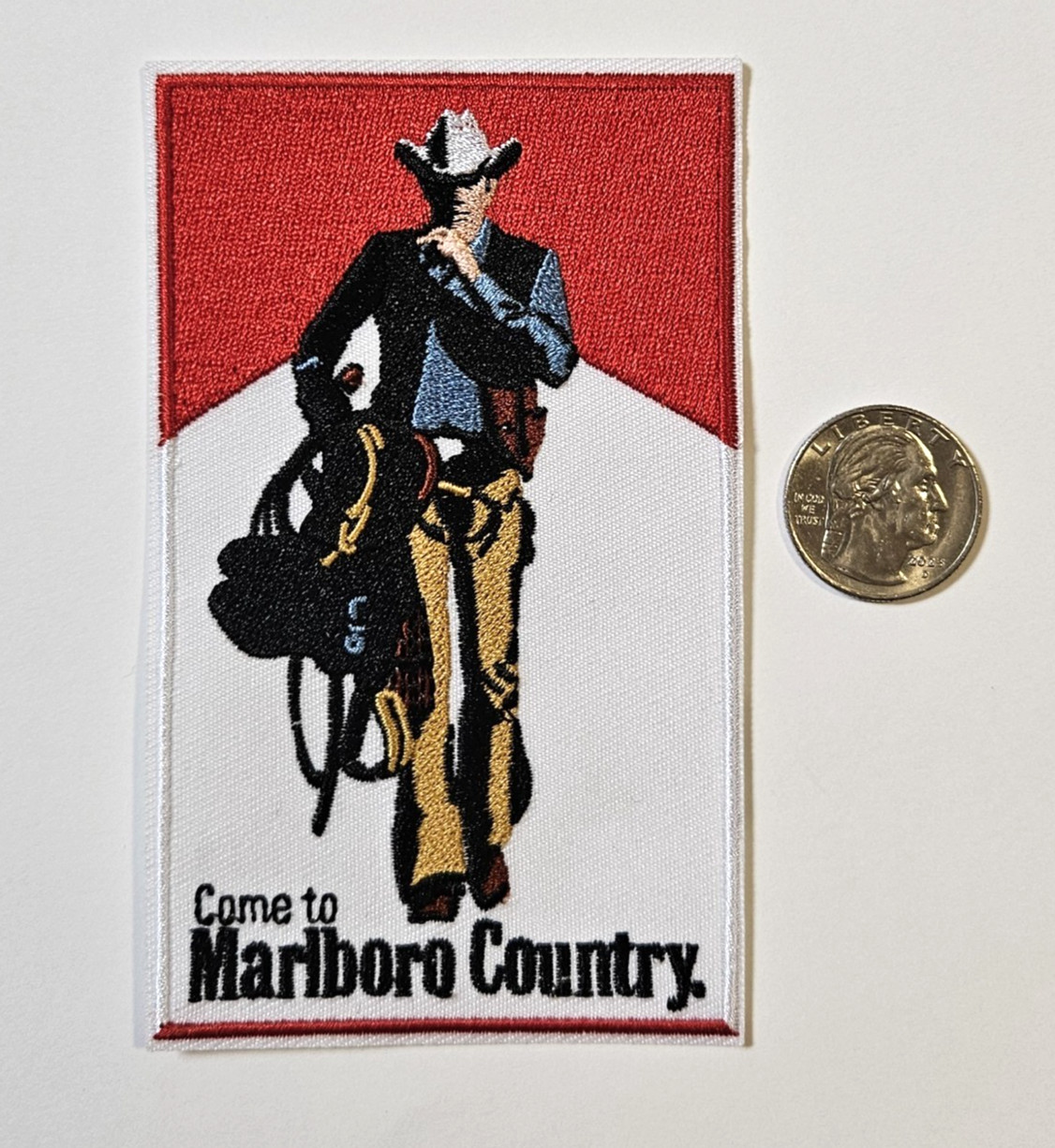 Vintage Large Marlboro Iron on Patch 3" x 4.75" FS Vintage Large Marlboro Iron on Patch 3" x 4.75" FS