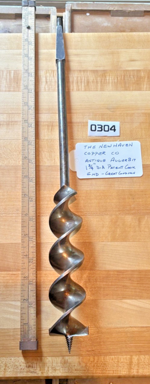 RARE Antique The New Haven Copper Company 1 3/4" Auger Bit - Excellent RARE Antique The New Haven Copper Company 1 3/4" Auger Bit - Excellent