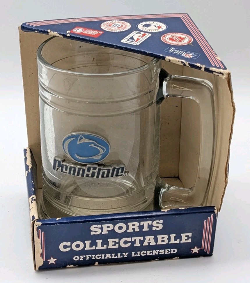 1990's Vintage Penn State Glass Pewter Stein Bar Glassware Pint Beer Mug New