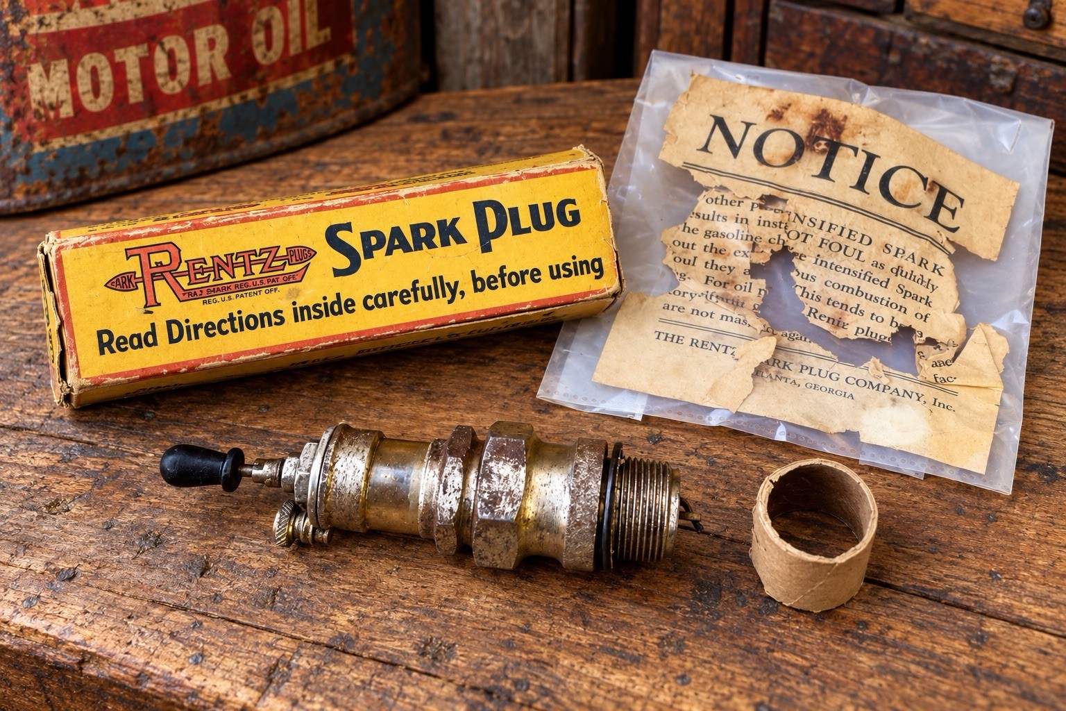 RENTZ Visible Vintage Antique Spark Plug Hit Miss Engine Model T Ford With Box RENTZ Visible Vintage Antique Spark Plug Hit Miss Engine Model T Ford With Box