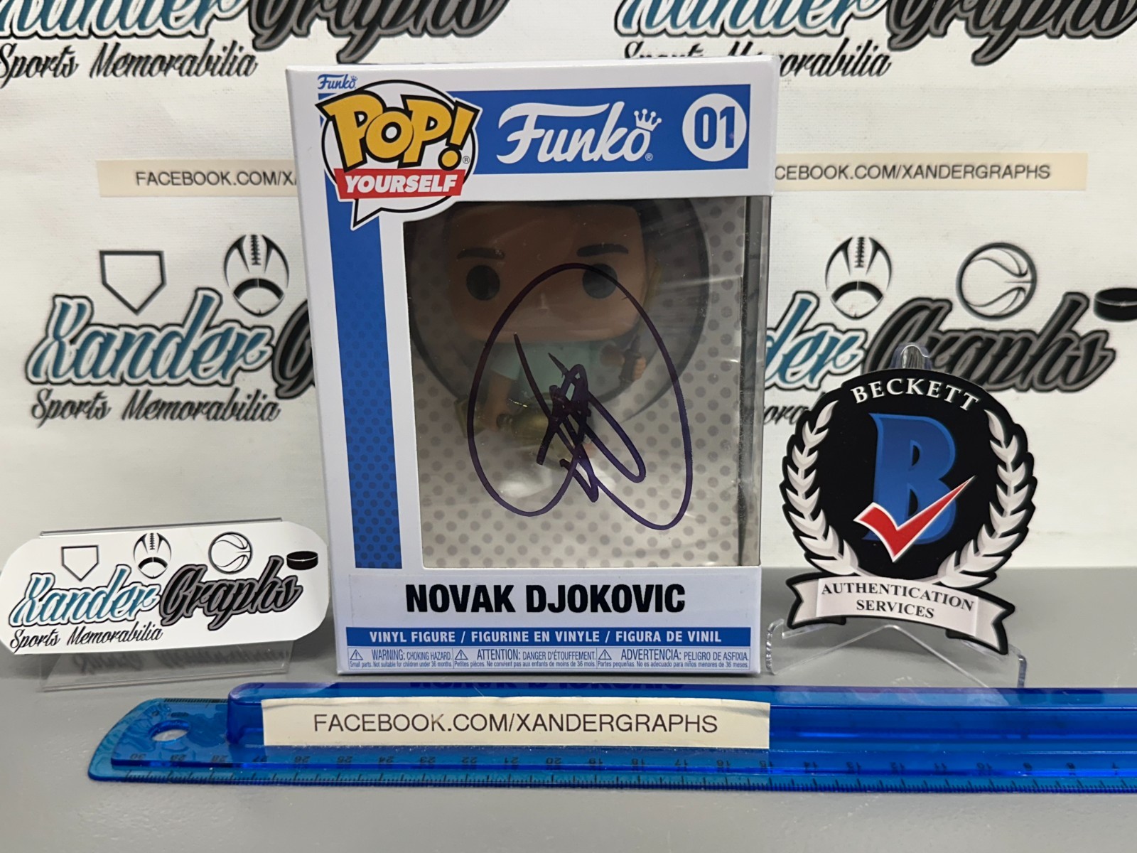 NOVAK DJOKOVIC TENNIS SIGNED AUTOGRAPHED CUSTOM 1/1 FUNKO POP-BAS BECKETT COA NOVAK DJOKOVIC TENNIS SIGNED AUTOGRAPHED CUSTOM 1/1 FUNKO POP-BAS BECKETT COA