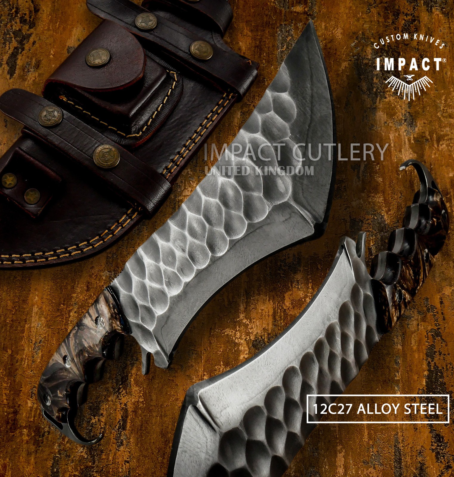 IMPACT CUTLERY RARE CUSTOM 12C27 STEEL FULL TANG BUSHCRAFT TRACKER KNIFE IMPACT CUTLERY RARE CUSTOM 12C27 STEEL FULL TANG BUSHCRAFT TRACKER KNIFE