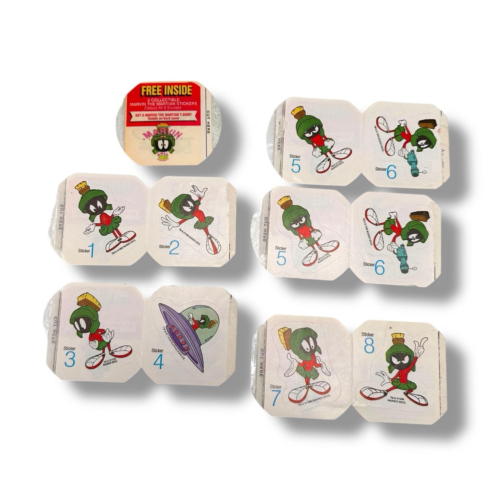 Vintage Skippy Marvin the Martian Collectible Stickers 1998 Complete