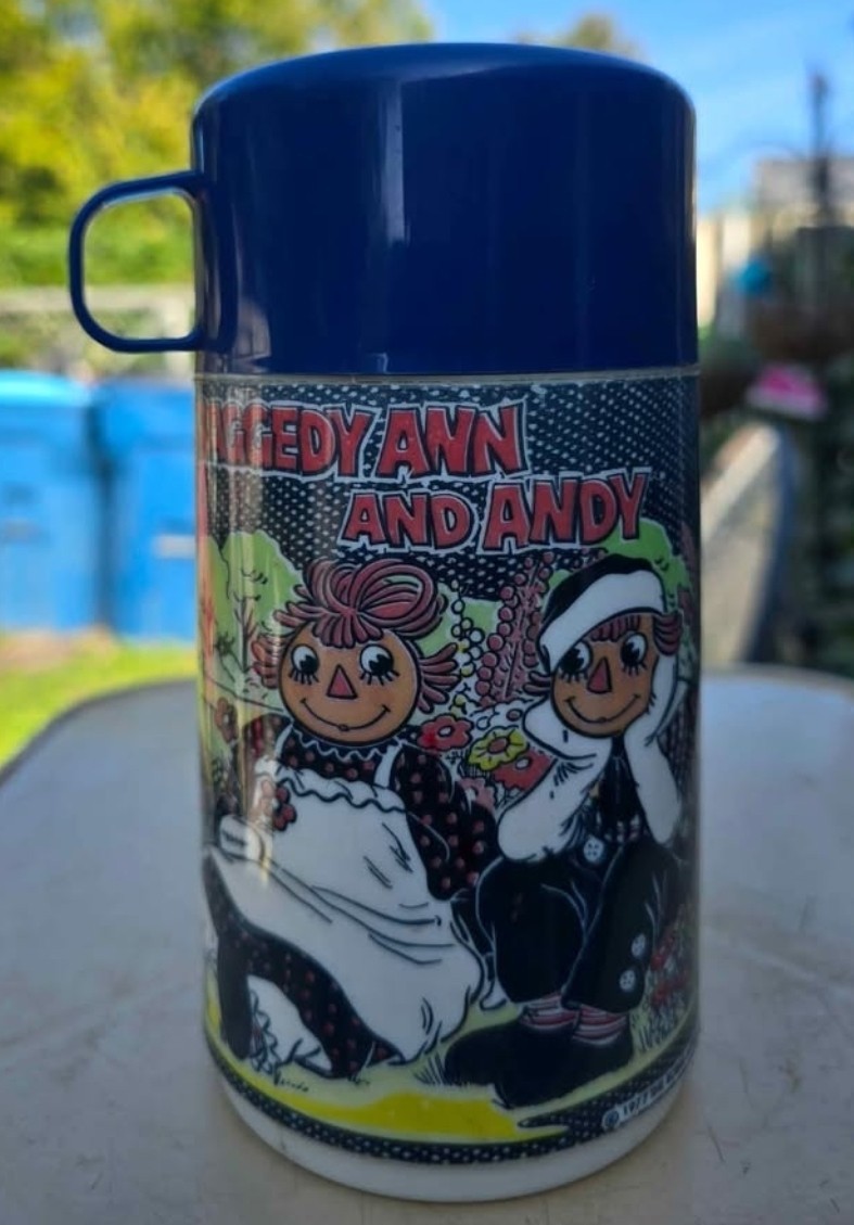 Vintage 1970s ers RAGGEDY ANN and ANDY Lunch Thermos Only Vintage 1970s ers RAGGEDY ANN and ANDY Lunch Thermos Only