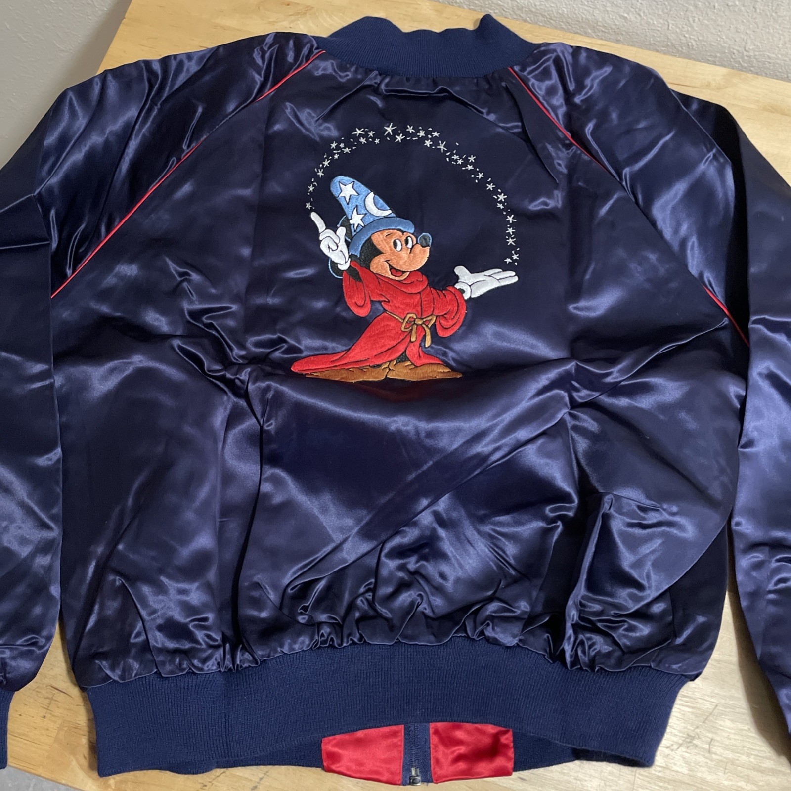 Vintage Deadstock 80s Mickey Mouse Fantasia Disney World Satin Jacket XXL New Vintage Deadstock 80s Mickey Mouse Fantasia Disney World Satin Jacket XXL New