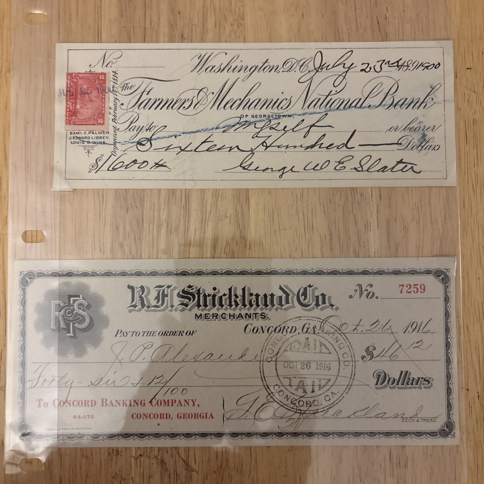 Lot of 2 antique bank receipts 1900 1916 Lot of 2 antique bank receipts 1900 1916