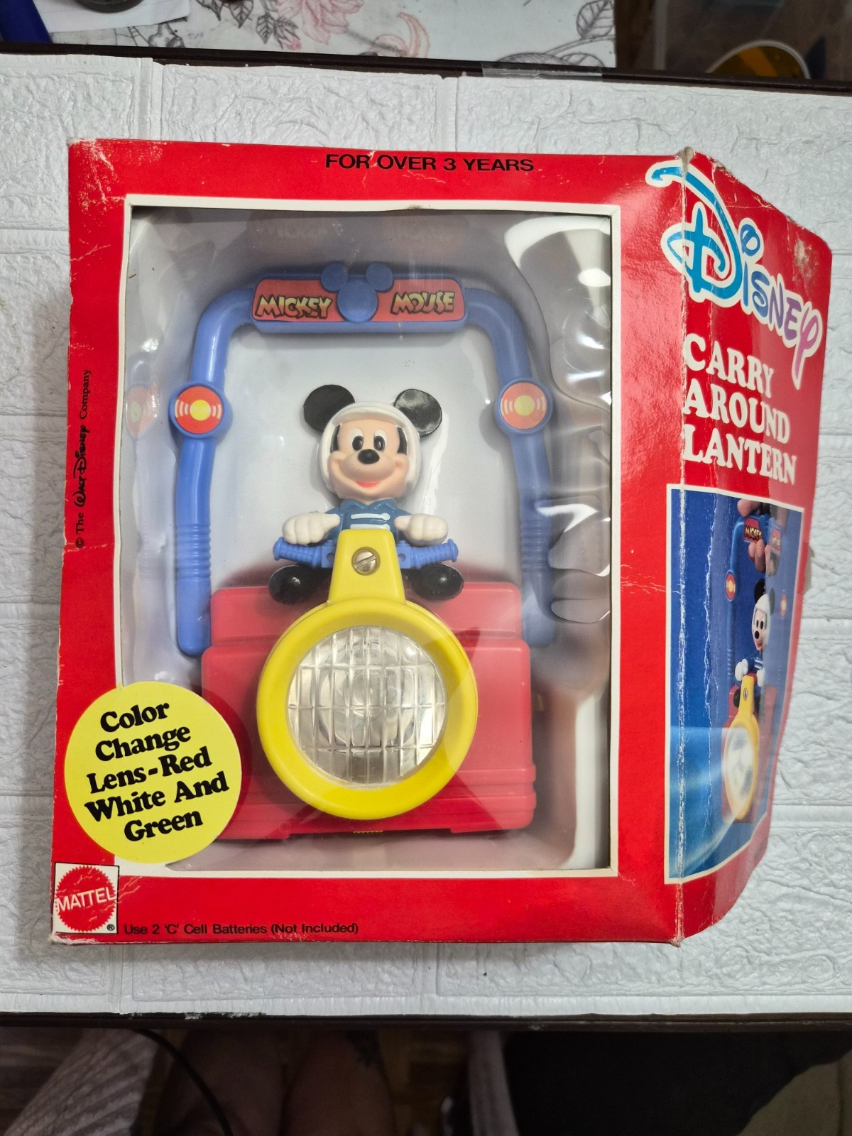 Vintage 1987 Arco Disney Carry Around Lantern toy featuring Mickey Mouse Org box