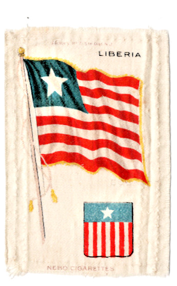 1910 S35 Flags and Arms, LIBERIA, American Tobacco Co., Appr. 3" x 5" Factory 7 1910 S35 Flags and Arms, LIBERIA, American Tobacco Co., Appr. 3" x 5" Factory 7