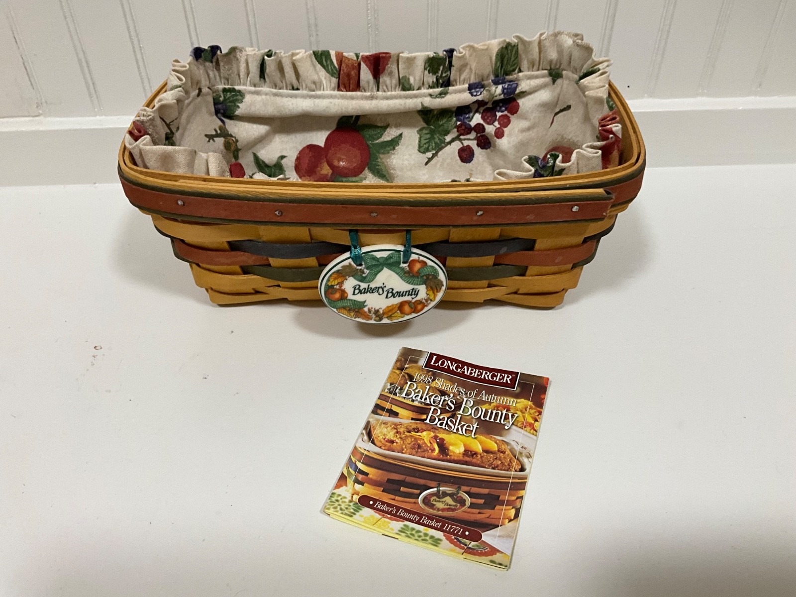 Longaberger 1998 Shades of Autumn Bakers Bounty Basket+Liner+Card FALL Longaberger 1998 Shades of Autumn Bakers Bounty Basket+Liner+Card FALL
