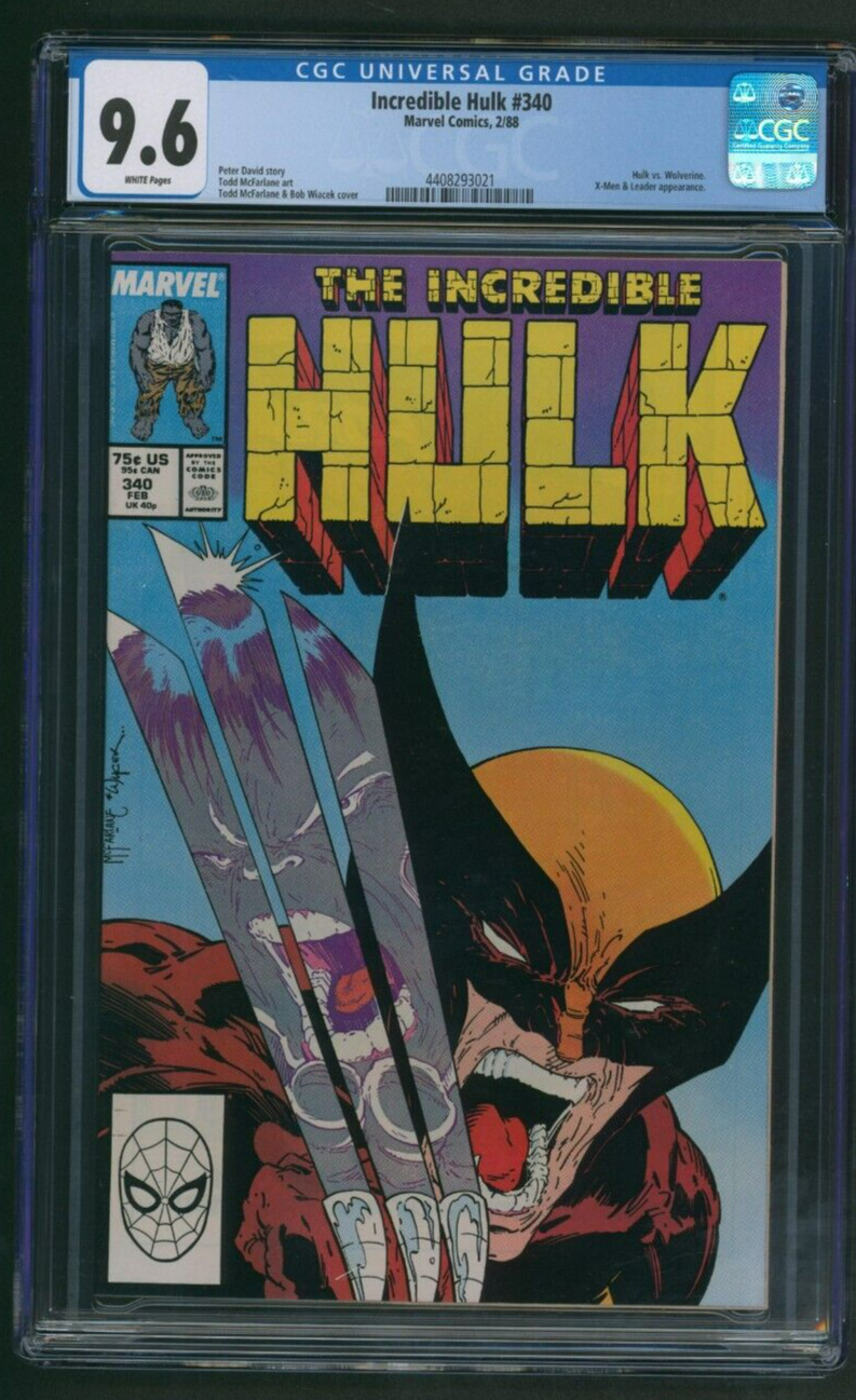 Incredible Hulk #340 CGC 9.6 White Pages McFarlane Wolverine Cover Marvel 1988