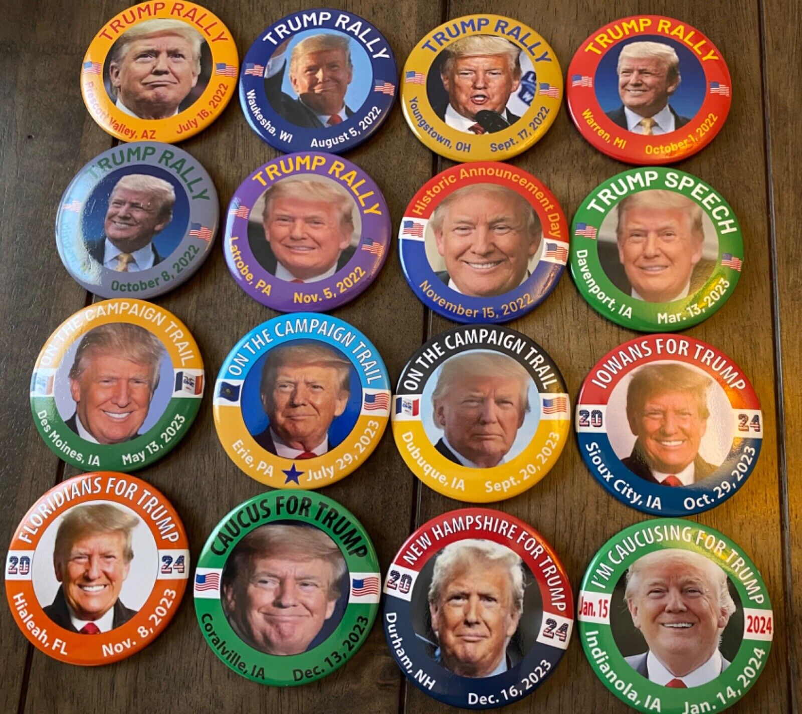 Donald Trump Political Rally button pin 3 inch  Lot of 16