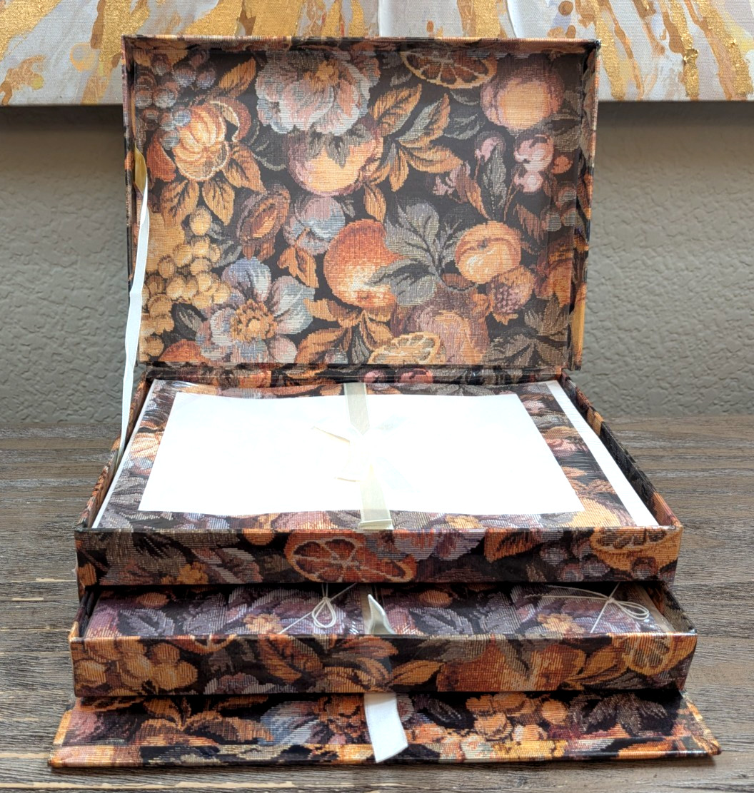 Vintage LaVie Stationery Box Set Floral Fruit Tapestry Sealed Paper Envelopes Vintage LaVie Stationery Box Set Floral Fruit Tapestry Sealed Paper Envelopes