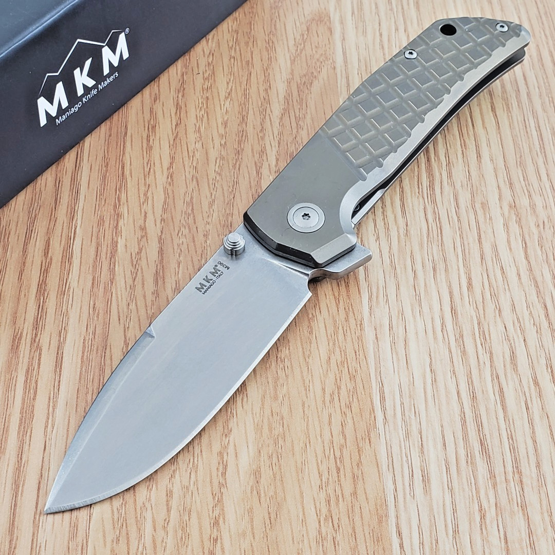 MKM-Maniago Knife Makers Folding Knife 3.5" M390 Steel Blade Titanium Handle MKM-Maniago Knife Makers Folding Knife 3.5" M390 Steel Blade Titanium Handle