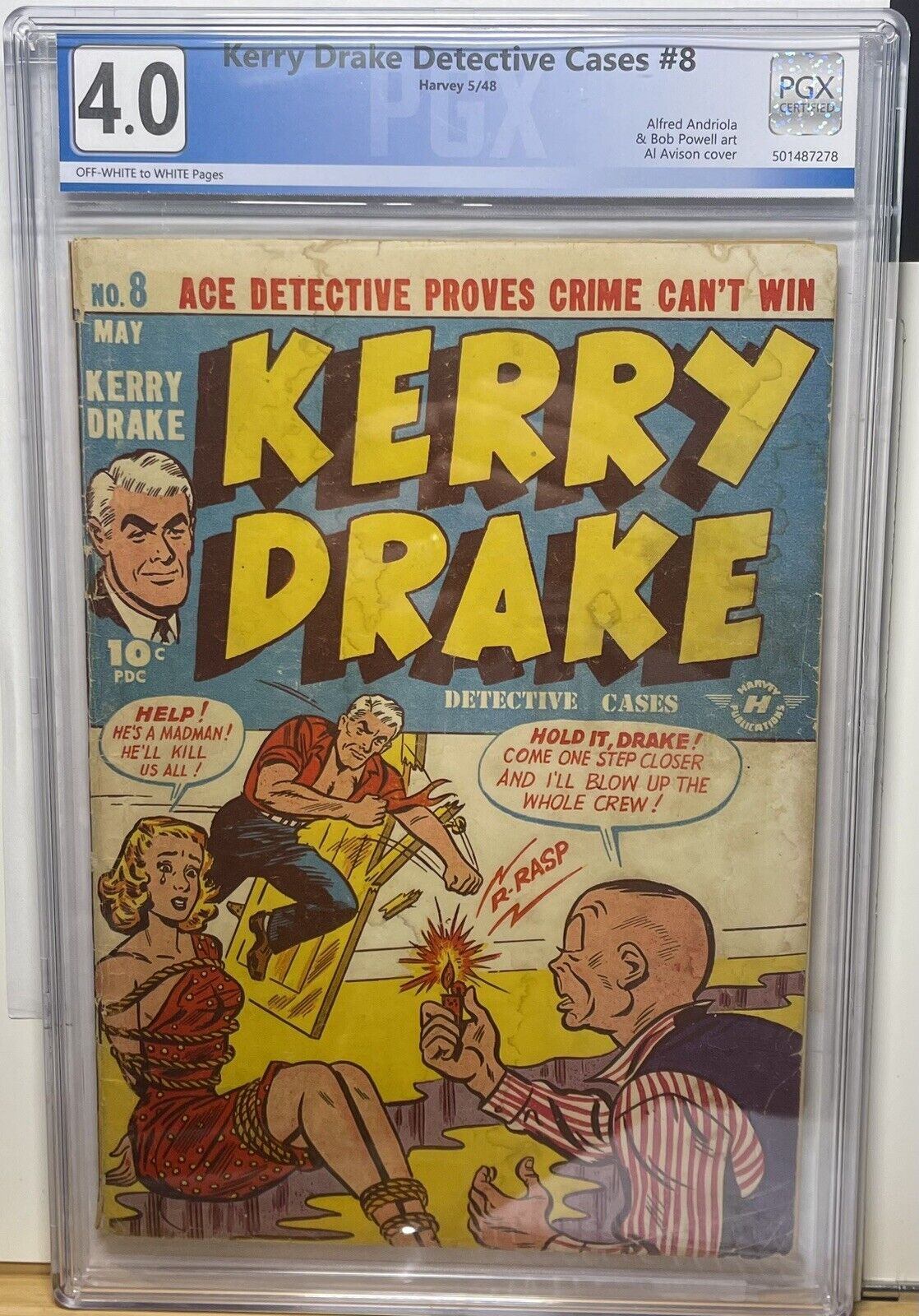 Kerry Drake Detective Cases 8 PGX not CGC Bondage GGA Cover Comic 1948