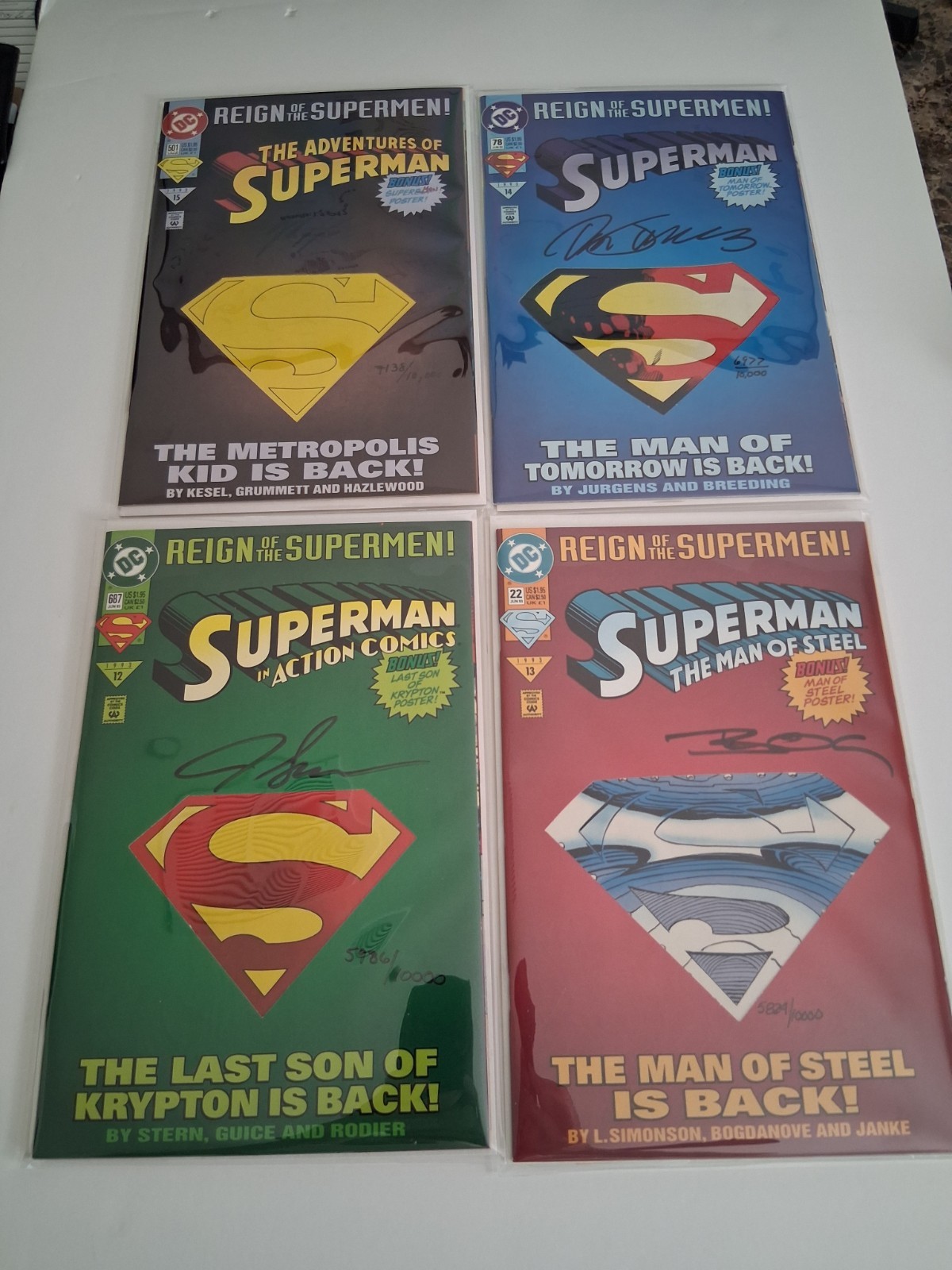 Superman #79 + #501 + MOS #22 + Action #687 DF Signed & Numbered Set w/ COA #2 Superman #79 + #501 + MOS #22 + Action #687 DF Signed & Numbered Set w/ COA #2