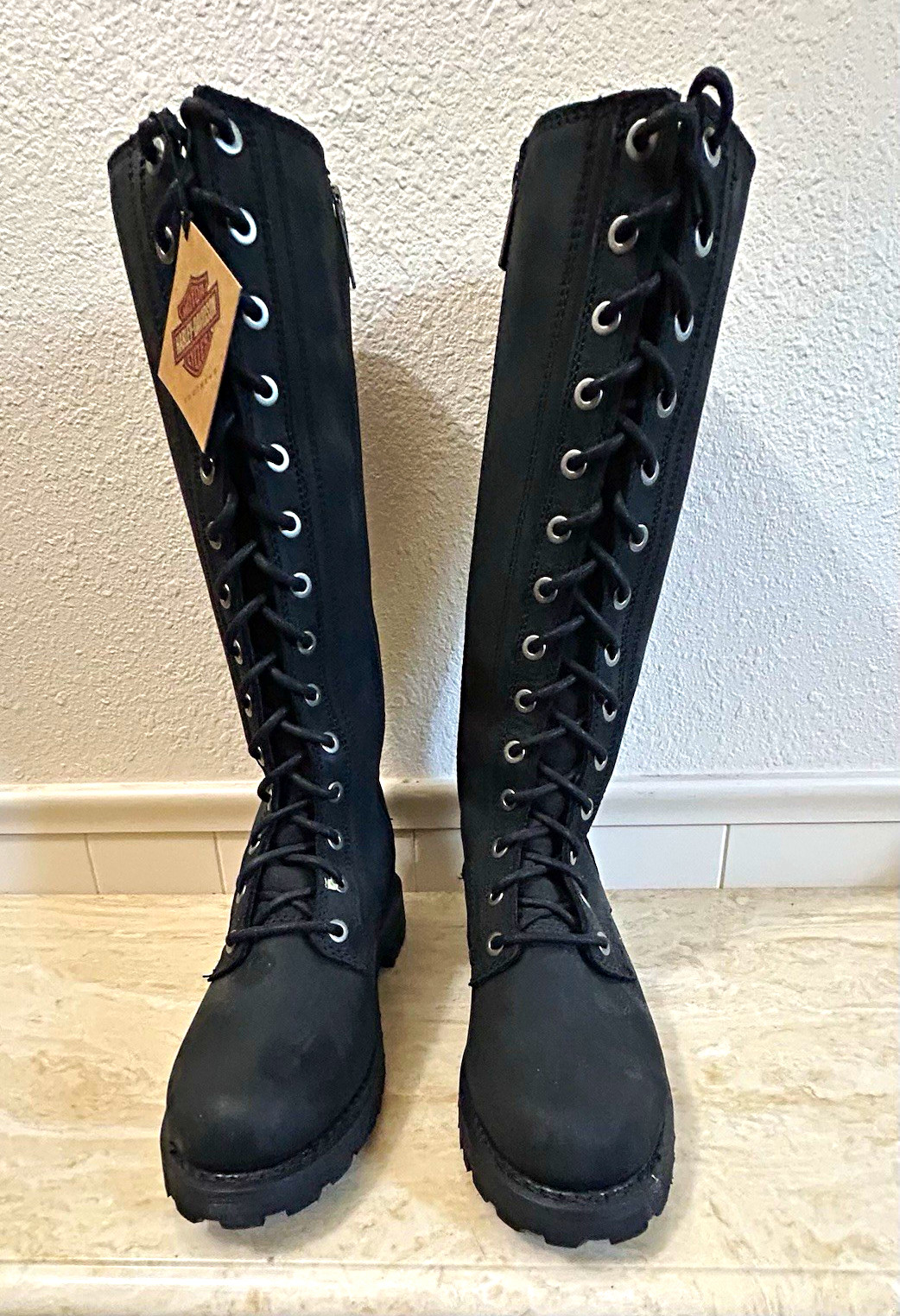 NWT Harley-Davidson Women's Lornell 14” Black Leather Tall Lace-Up Zip Boots NWT Harley-Davidson Women's Lornell 14” Black Leather Tall Lace-Up Zip Boots